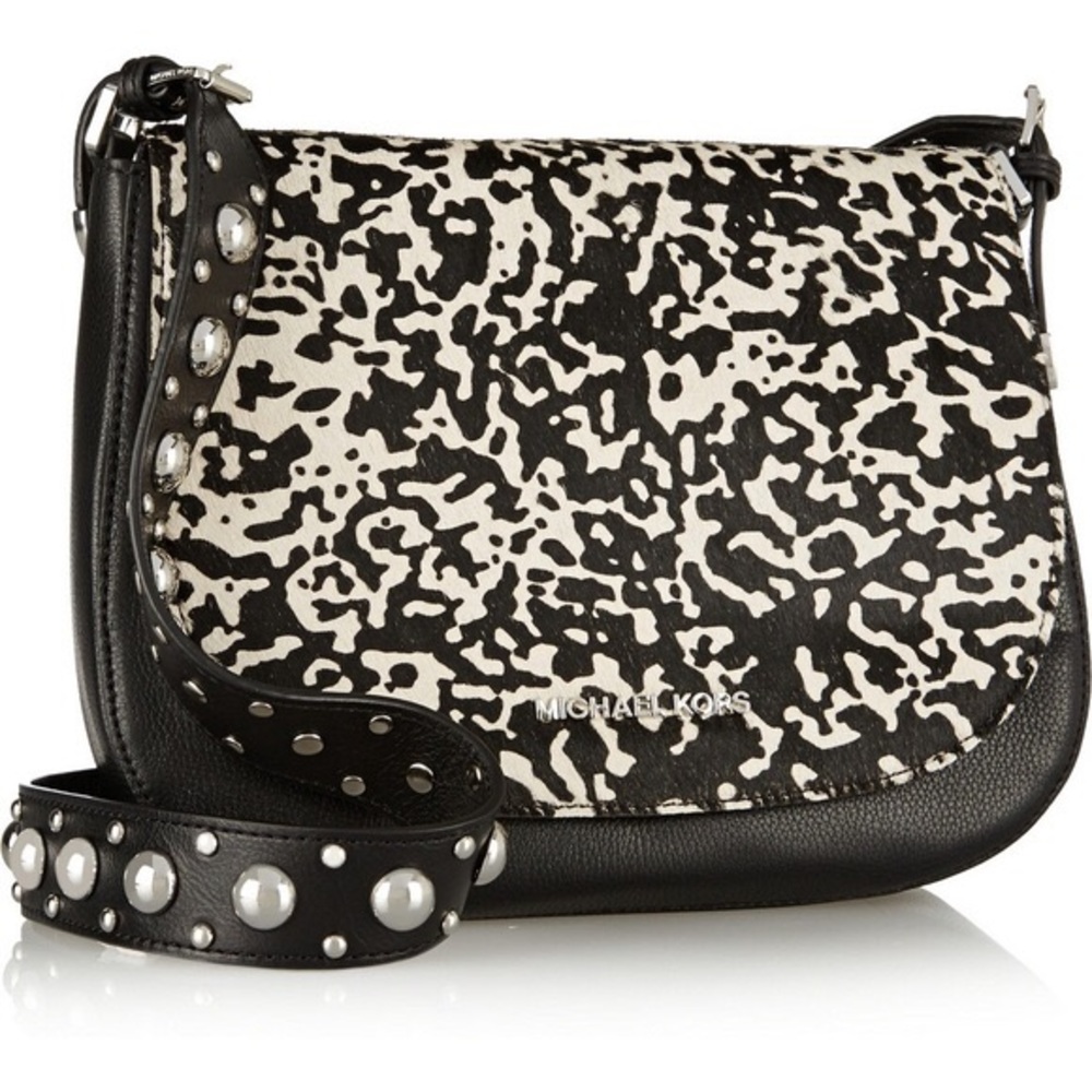 Michael Kors Saddle Calf Hair Studded Strap Bag